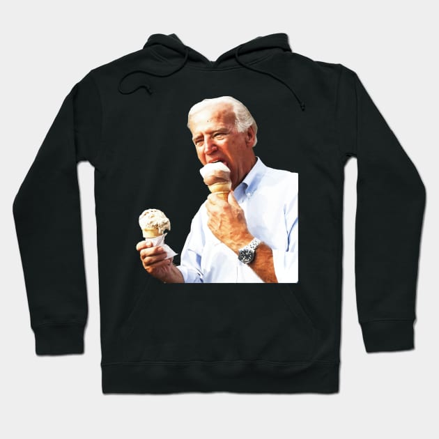 Joe Biden Eating Ice Cream Hoodie by SapphereLLC